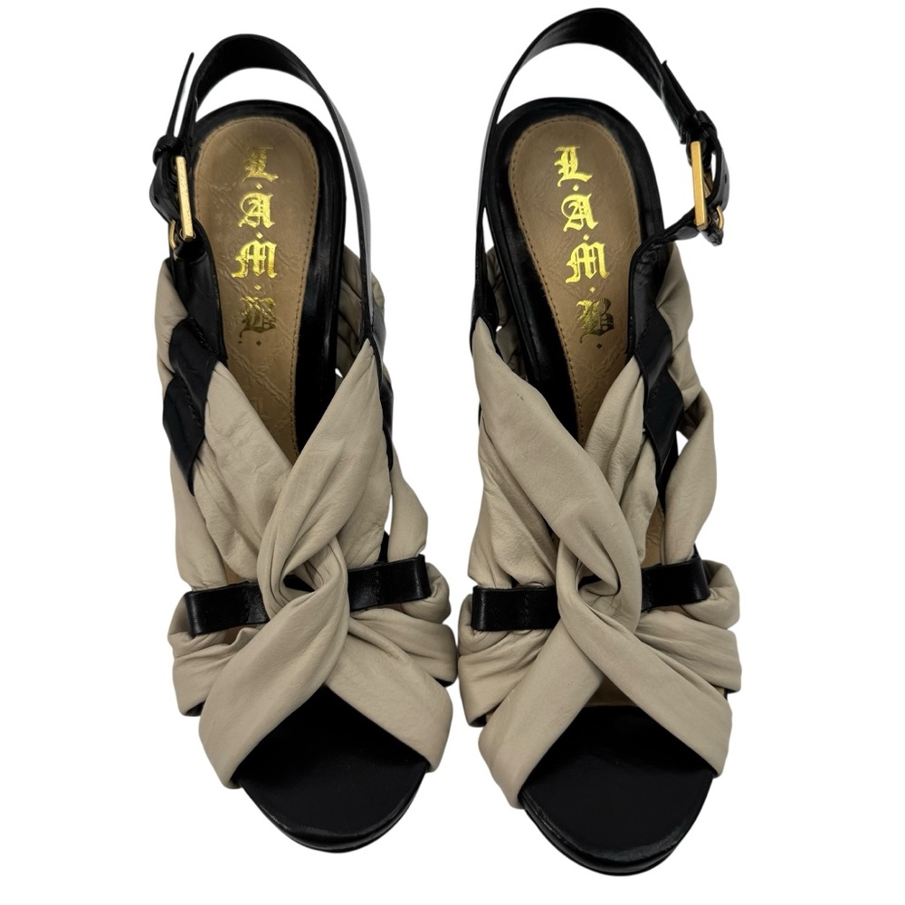 LAMB Open Toe Sling Back Twisted Heels 8.5 - Picture 2 of 9